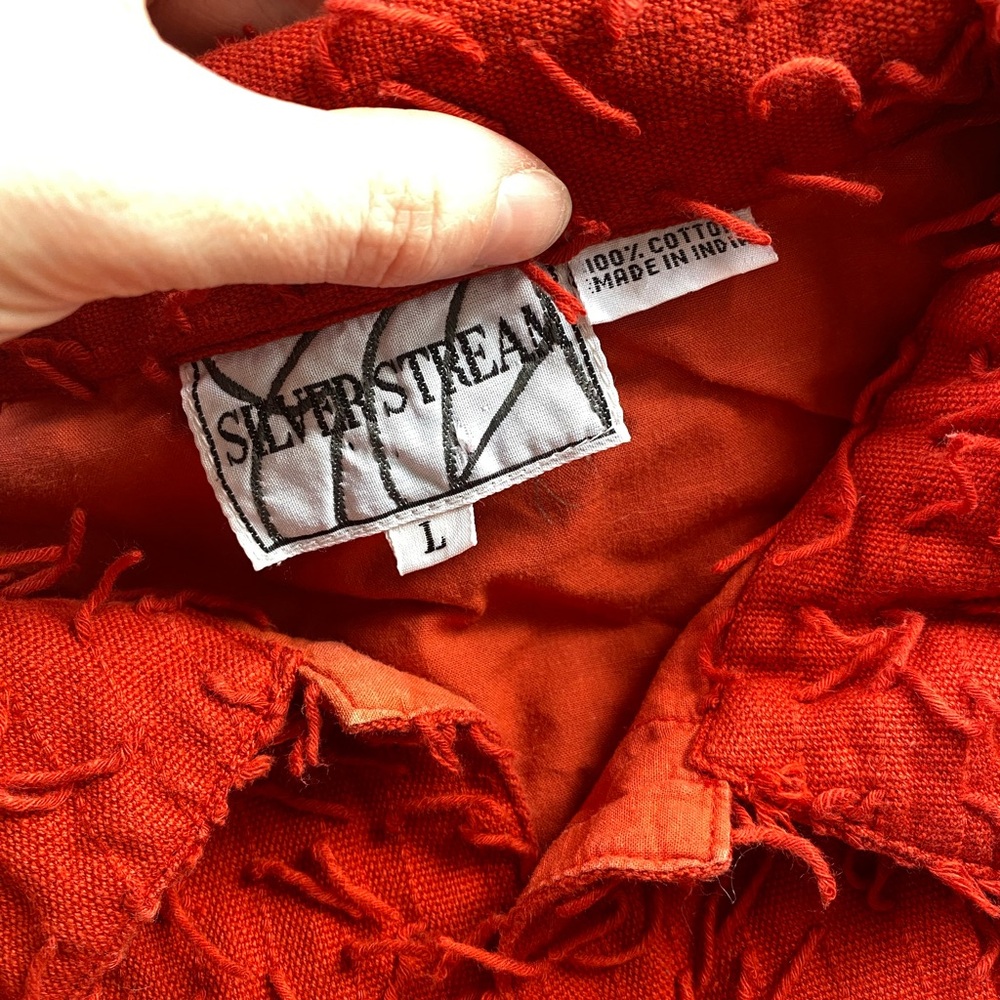 Textured Red Button-Front Women's Jacket - Picture 3 of 3
